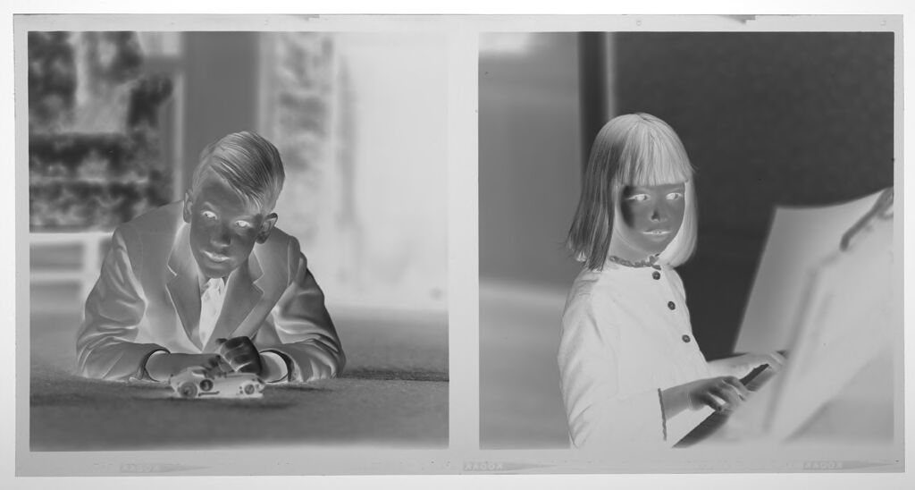 Untitled (Medium Format Images Of Boy And Girl Posed At Piano Or With Toy Car)