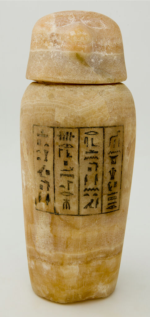 Canopic Jar Of Pafhernetjer With Lid In Shape Of A Baboon Head