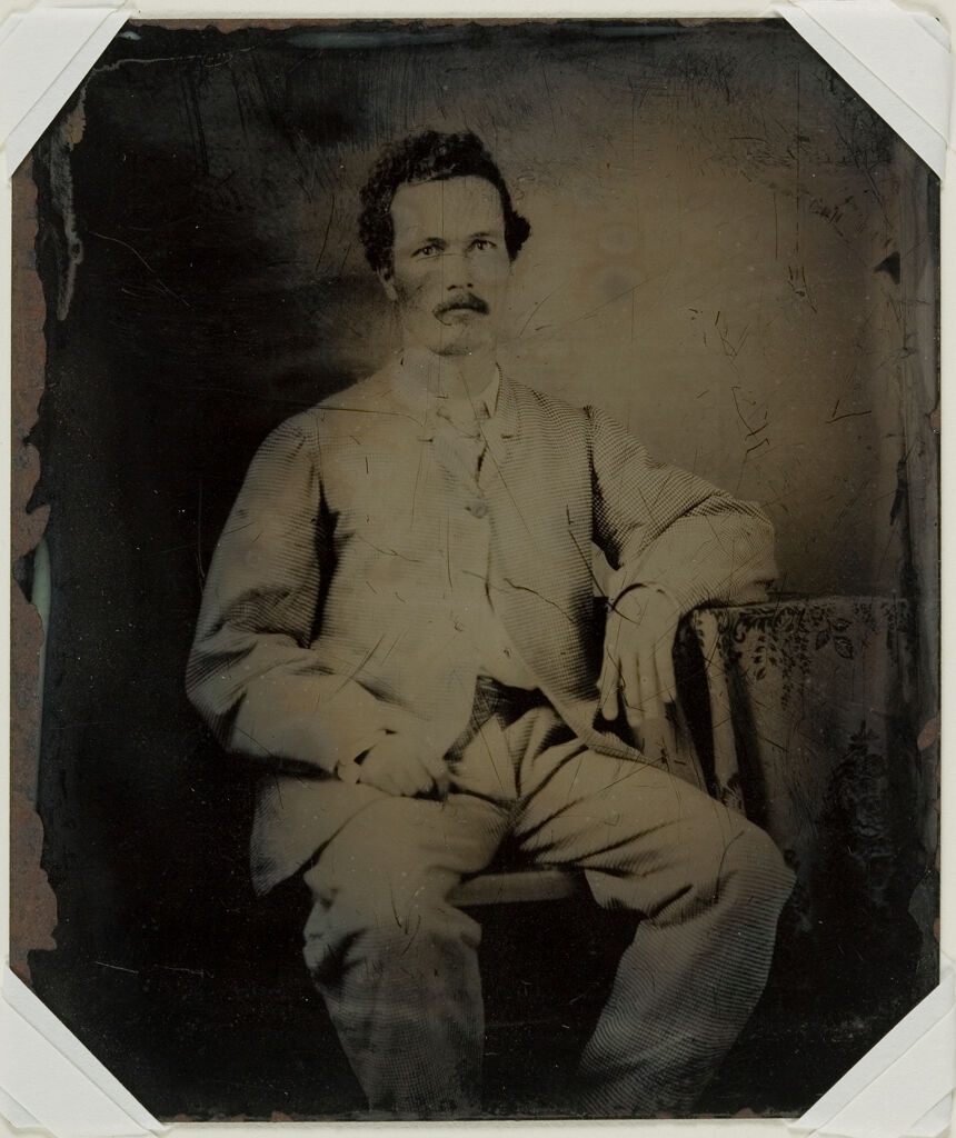 Untitled (Man With A Mustache In A Light-Colored Checked Suit, Seated, Three-Quarter View)