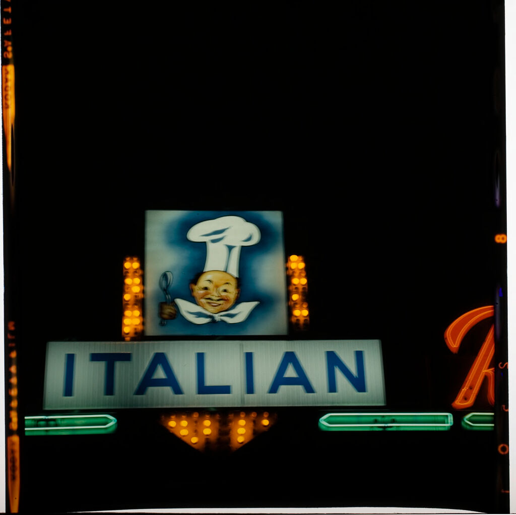 Untitled (Neon Lights At Night; Sign For Italian Food)