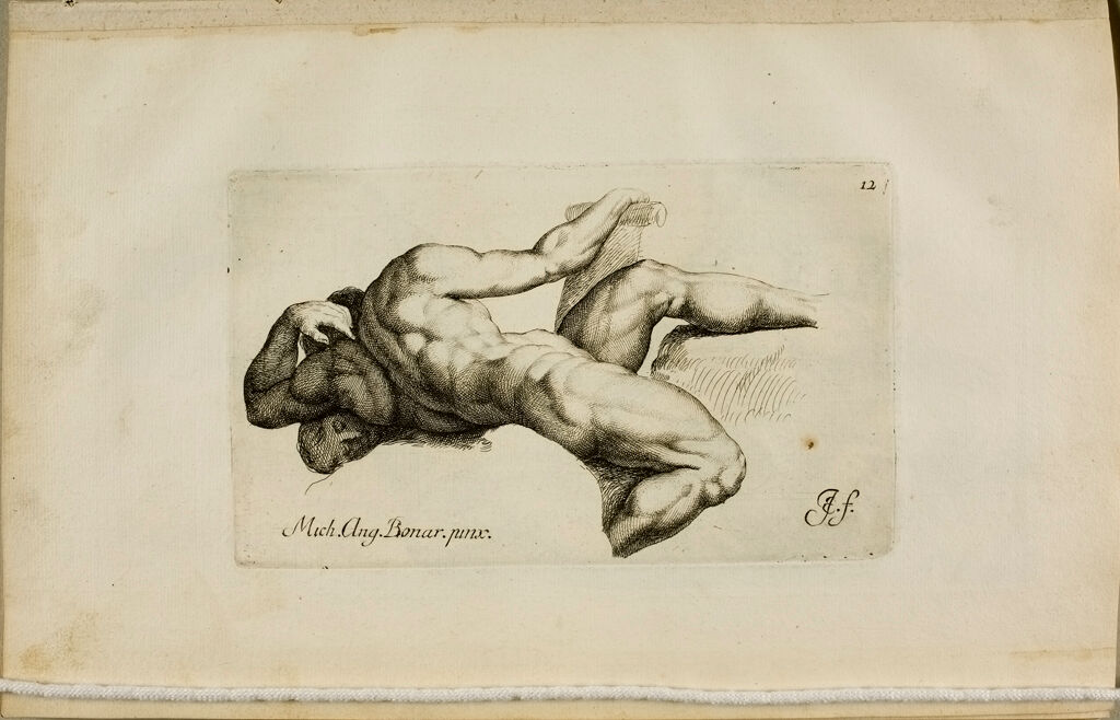 Plate 12: Male Nude, Lying On His Left Side, Seen From The  Back, His Hand On A Tiller