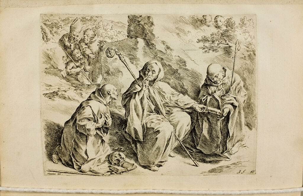 Plate 47: Saint Benedict Seated In A Lanscape Between Saints Bruno And Bernard