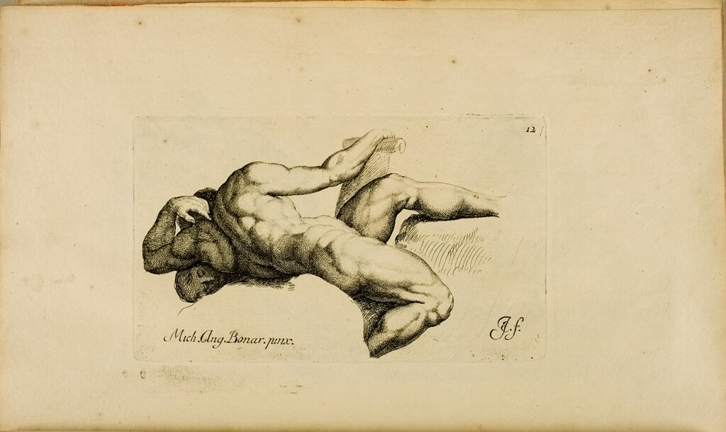 Plate 12: Male Nude, Lying On His Left Side, Seen From The Back, His Hand On A Tiller