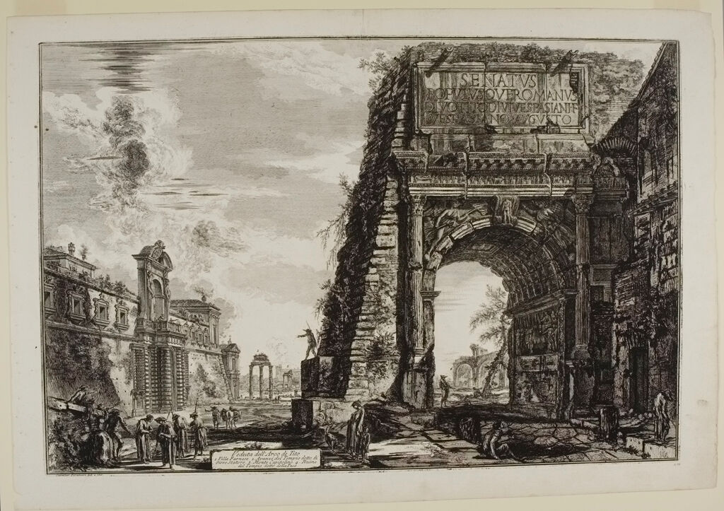 The Arch Of Titus With The Casino Farnese On The Left