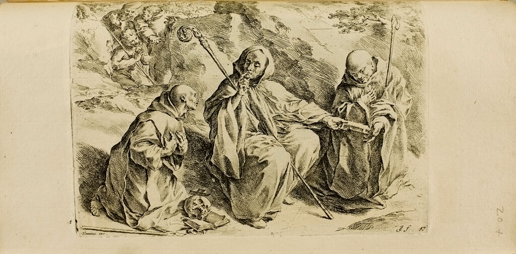Plate 47: Saint Benedict Seated In A Landscape Between Saints Bruno And Bernard