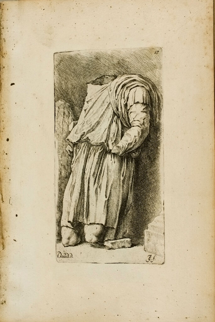 Plate 27: Torso Of A Draped Male Statue, With Fragments Of Two Columns Leaning Against A Wall