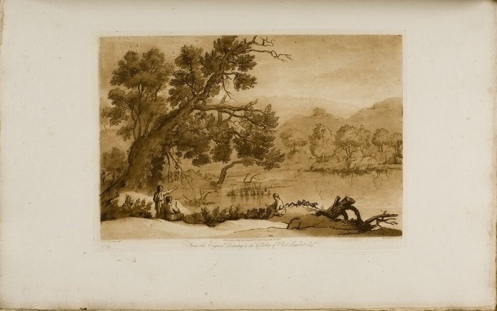 View On The Bank Of A River, An Artist (Claude) Drawing