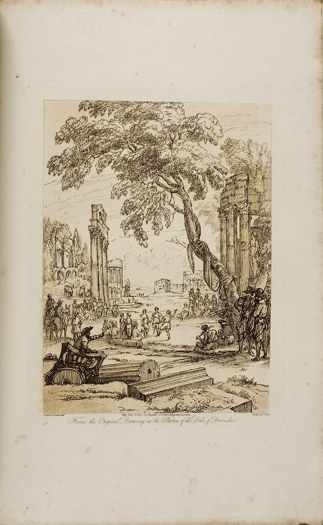 Landscape, With Ruins And Peasants Dancing