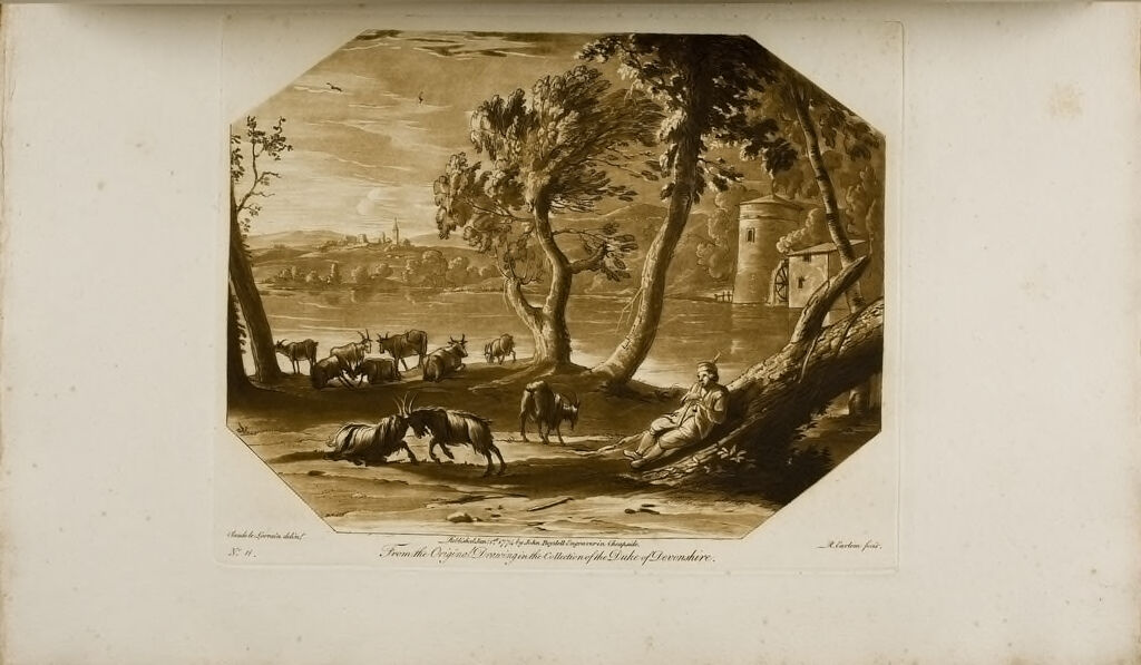 Scene Of Water And A Mill, With A Herdsman And Cattle