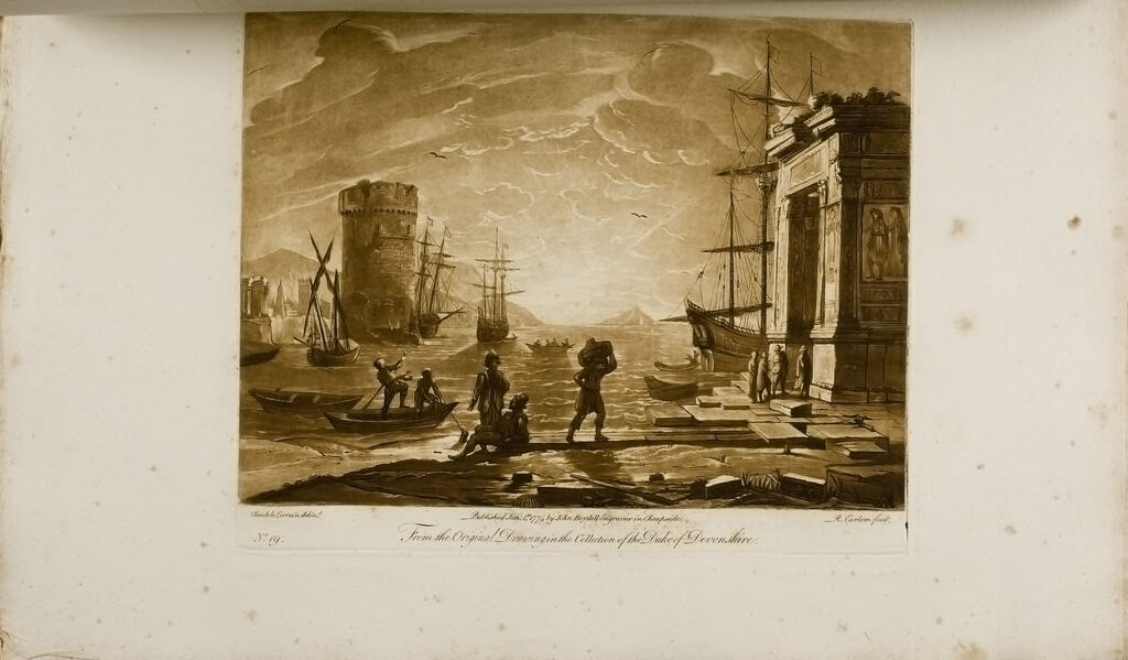 View Of A Seaport, With A Sunset And A Roman Arch