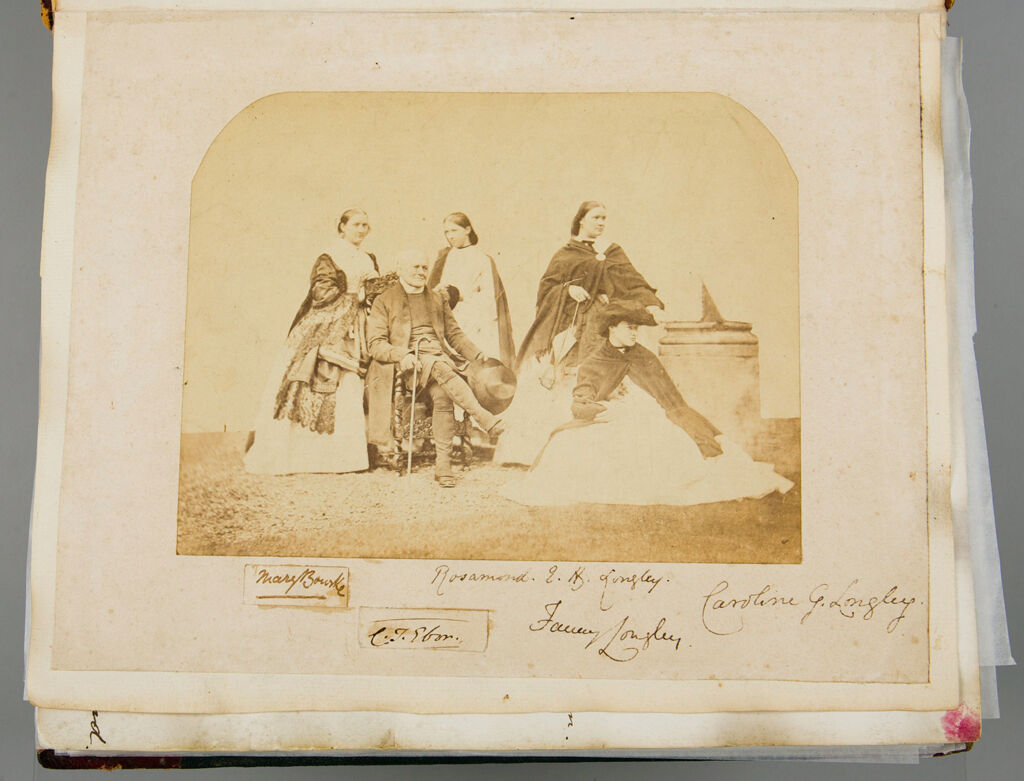 Untitled (Group Photograph From Left, Mary Bourke; C.t. ? (Seated); Rosamond E.h. Longley; Caroline G. Longley; Fanny Longley (Seated); Verso: View Of Lambeth Palace, 1861 Before The Commencement Of The Southern Thames Embankment)