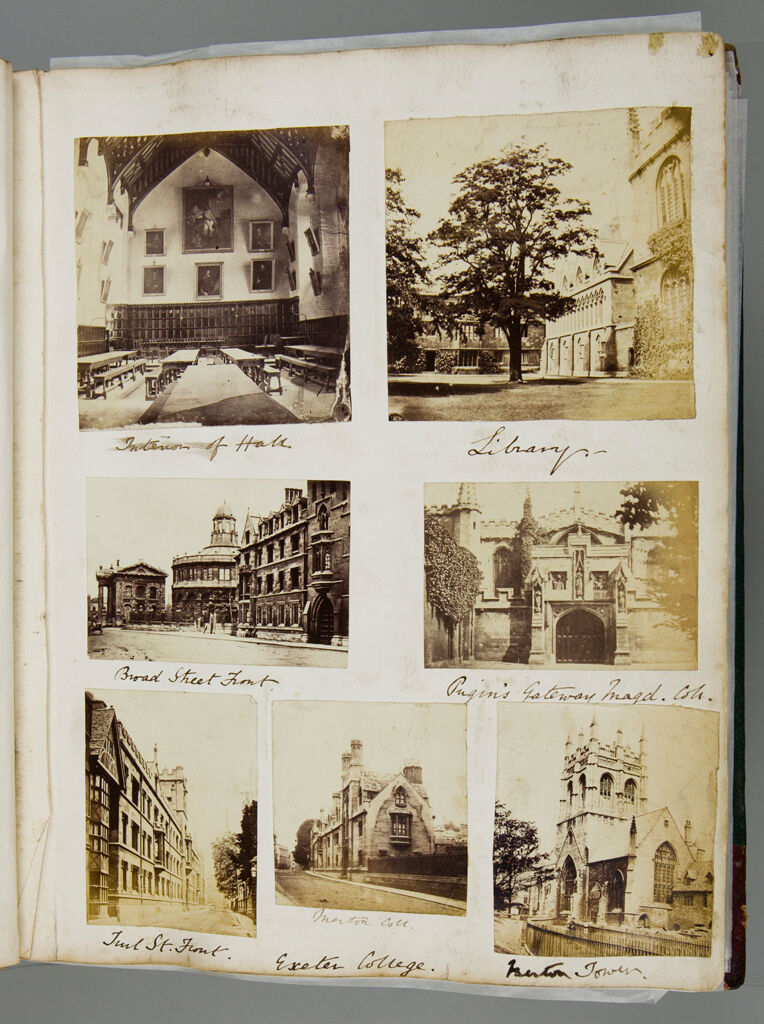Untitled (Seven View At Oxford University, Clockwise From Top Left, Interior Of Hall, Exeter College; Library, Exeter College; Pugin's Gateway, Magdalen College; Merton Tower; Merton College; Turl Street Front; Broad Street Front; Verso: Clockwise From Top Left, Mill At Iffley; Interior Of Church (St. Mary The Virgin) East;  Church (St. Mary The Virgin) South; Church (St. Mary The Virgin) From River)