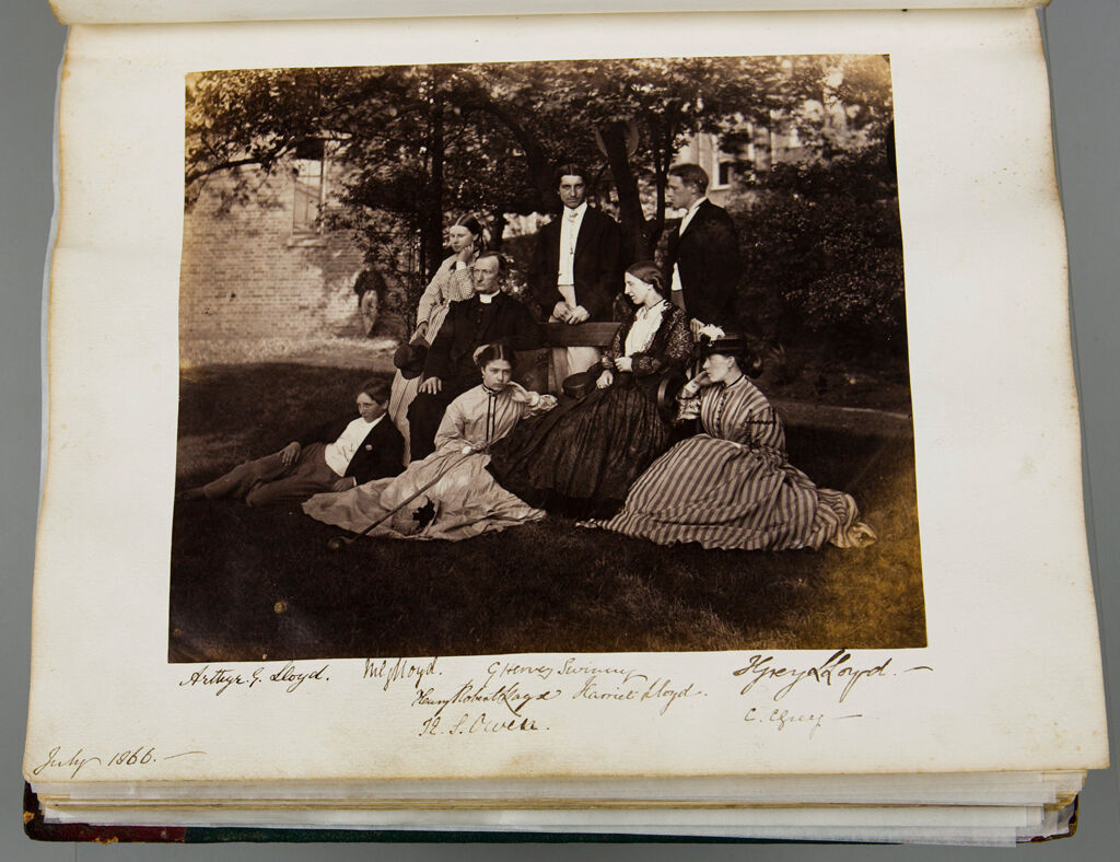 Untitled (Group Photograph In Garden Dated July 1866; Verso: View Of St. Mark's Church, Kennington)