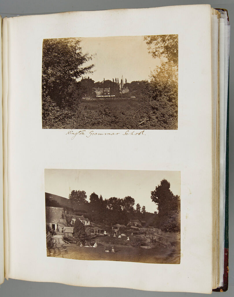 Untitled (Top, View Of Kington Grammar School; Bottom, View Of House, Outbuildings And Garden With Several Figures; Verso: Top, View Of Eywood; Bottom, View Of Hargest Court With Figure In Foreground)