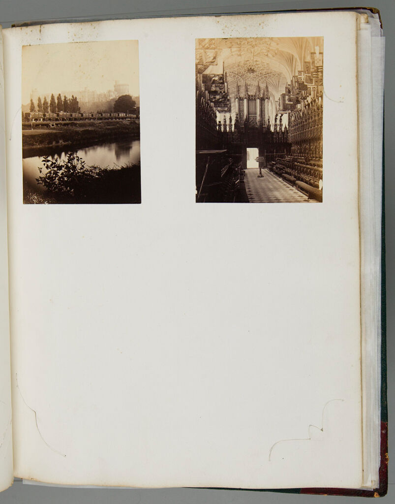 Untitled (Two Photographs, Windsor Castle With Freight Train In Foreground; Unidentified Church Interior; Verso: Blank)