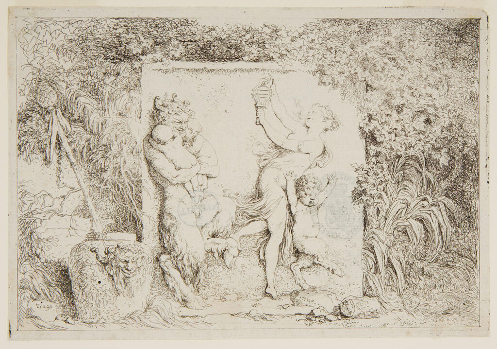 Plate Four: Dancing Nymph Shaking A Sistrum At A Satyr Holding Two Babies