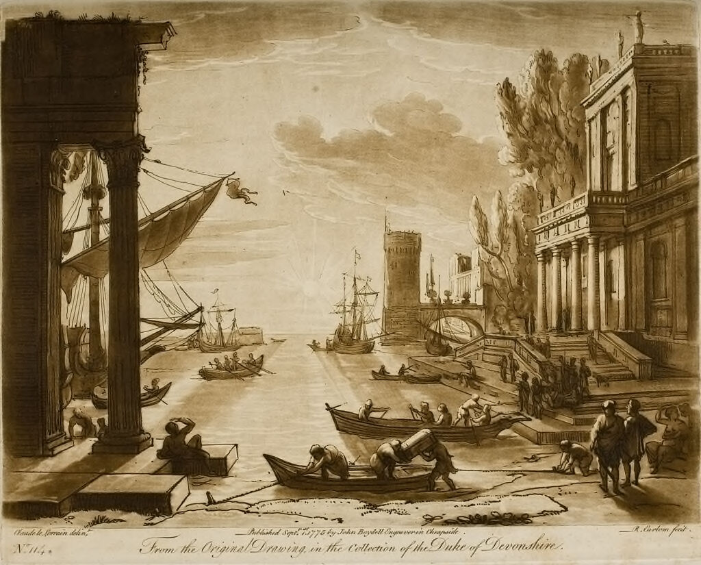 View Of A Seaport, With Buildings (And A Strong Effect Of The Sun)