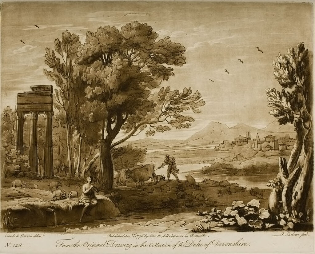 A Landscape, With The Three Columns Of Jupiter Stator, And The Story Of Mercury And Battus
