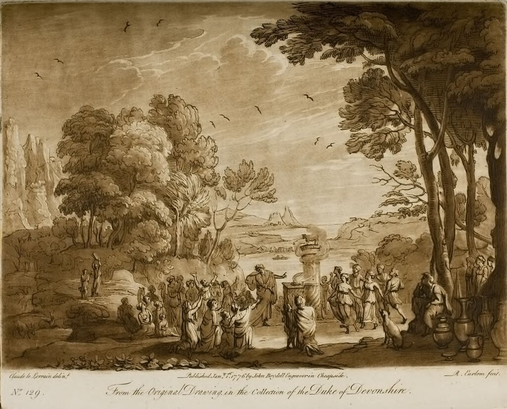 A Landscape, With The Israelites Worshiping The Molten Calf (Moses Is Seen Coming Down From The Mount And Breaking The Tables)