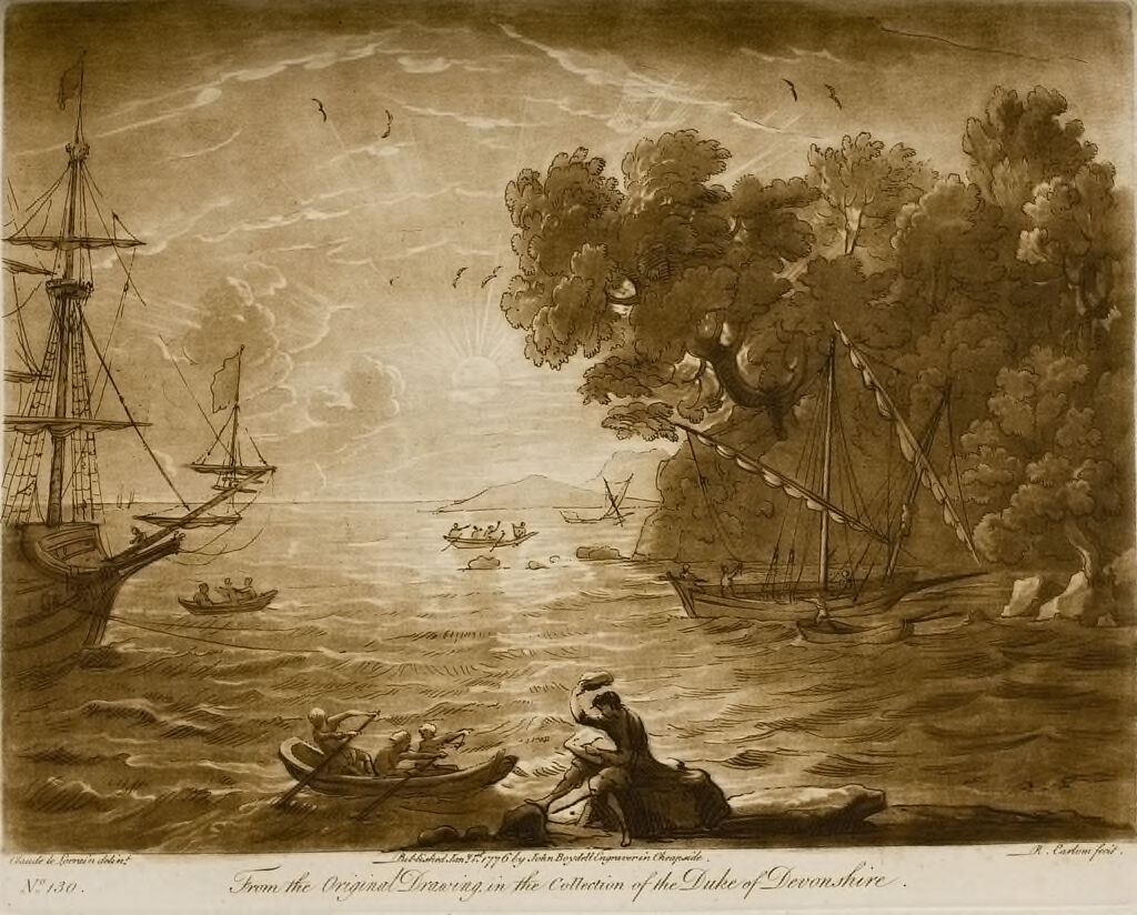 A View Of The Sea, With An Effect Of The Sun, And Claude Himself Is Seen Drawing On The Shore