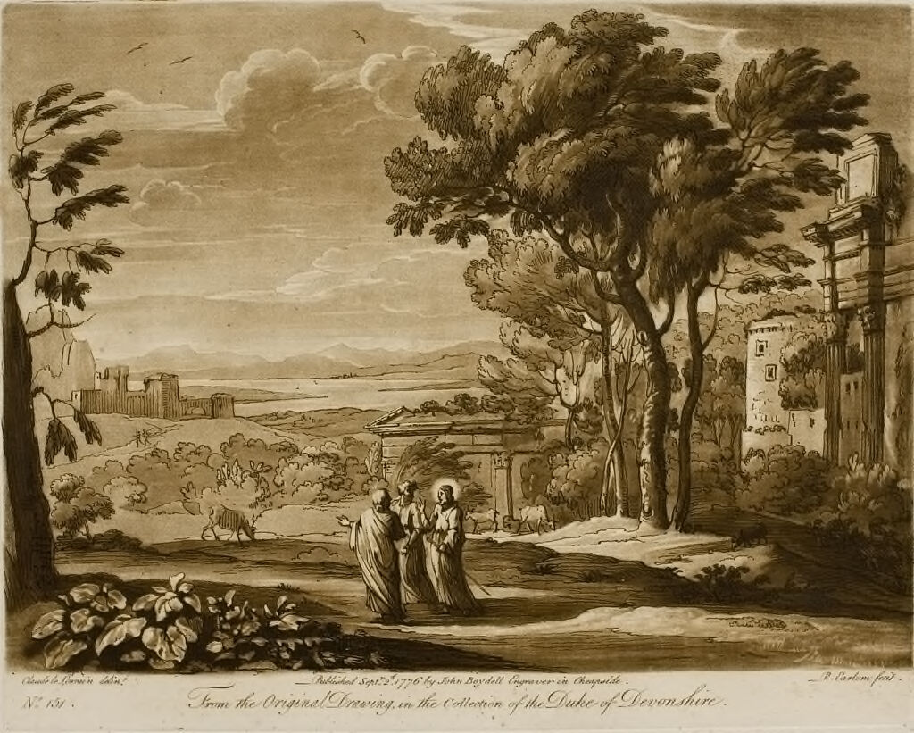 A Landscape, With Buildings, And Christ And His Disciples Going To Emmaus