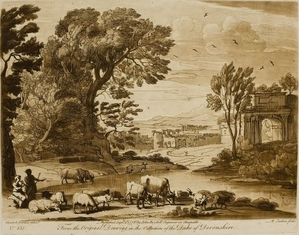 A Landscape, With Buildings And Cattle