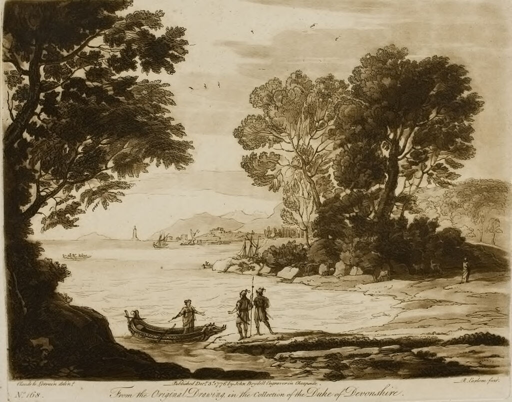 A Landscape, By The Seaside , With The Story Of Carlo And Ubaldo Embarking In Pursuit Of Rinaldo