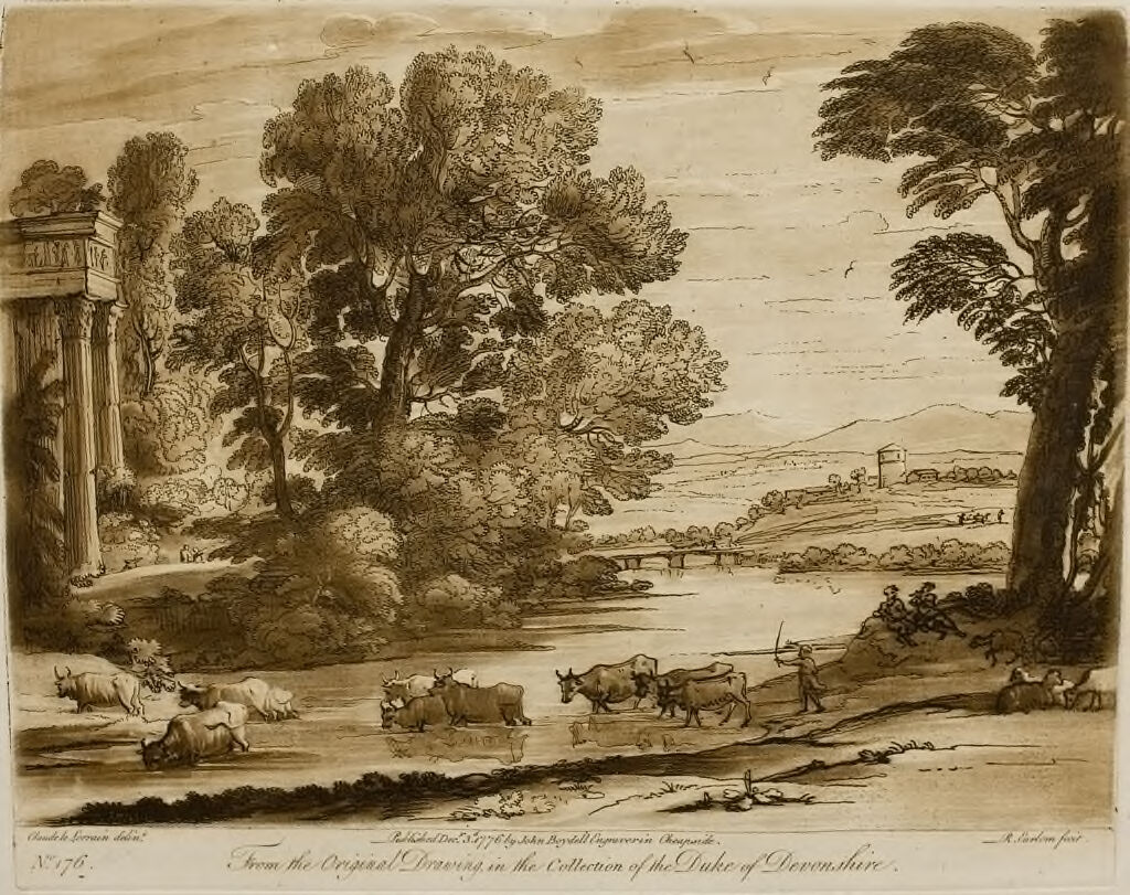 A Landscape, With Cattle Passing A Ford
