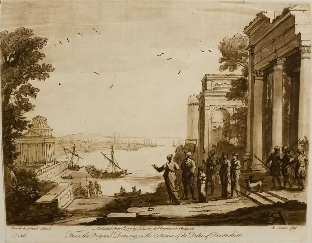 View Of The Sea, With Buildings And Many Figures
