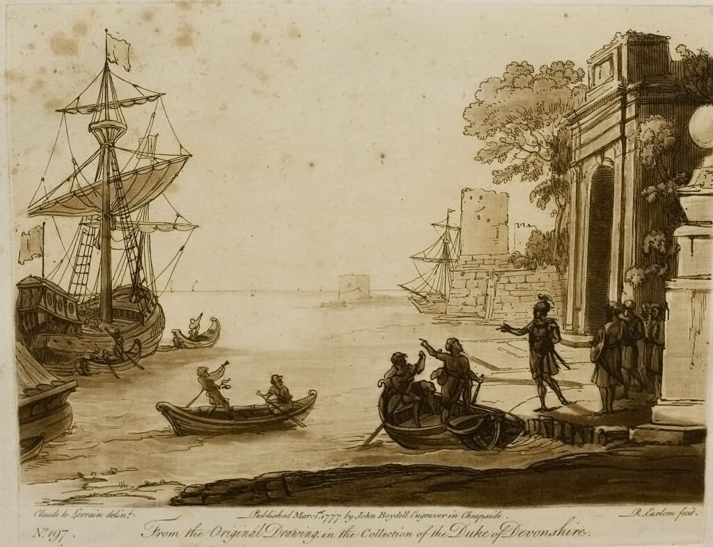 View Of A Seaport, With A Triumphal Arch