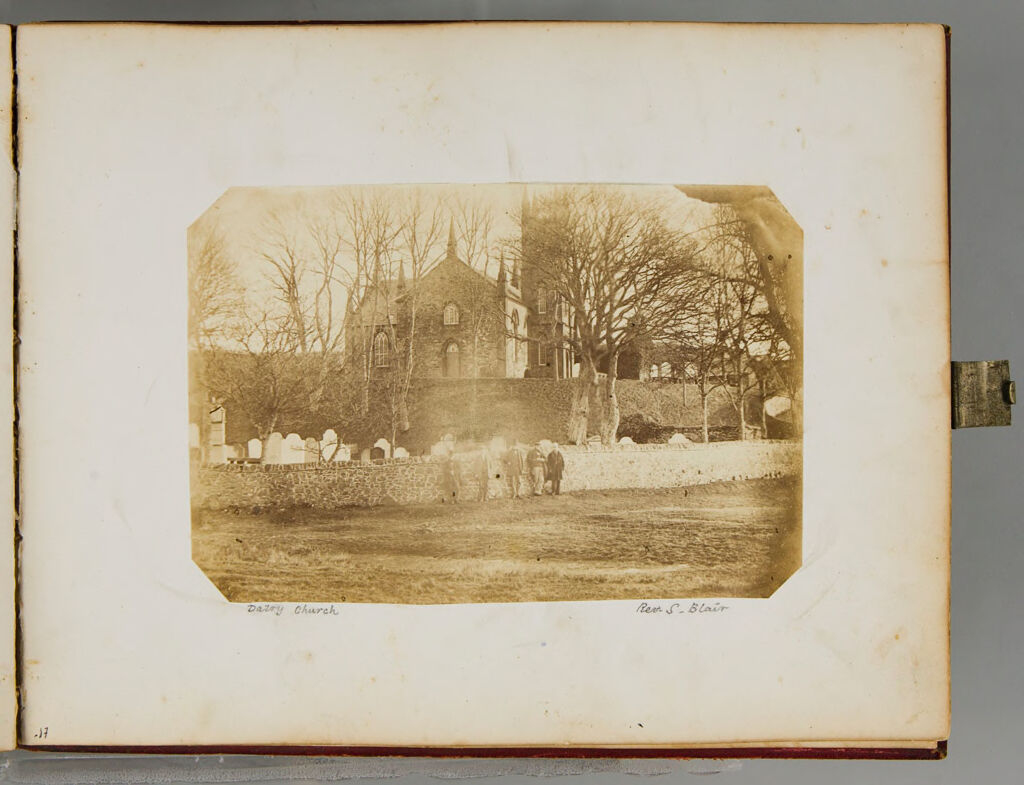 Untitled (View Of Church And Churchyard With Five Men Standing Before Stone Wall, Labeled Dalry Church)