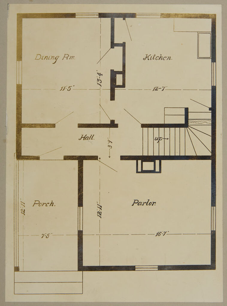 Industrial Problems, Welfare Work: United States. Maine. Cumberland Mills. S. D. Warren And Co.: Industrial Betterment In The United States. Housing Of Working People By Employers: S.d. Warren & Company, Cumberland Mills, Maine. House For Employees. Plan Y.: First Floor.