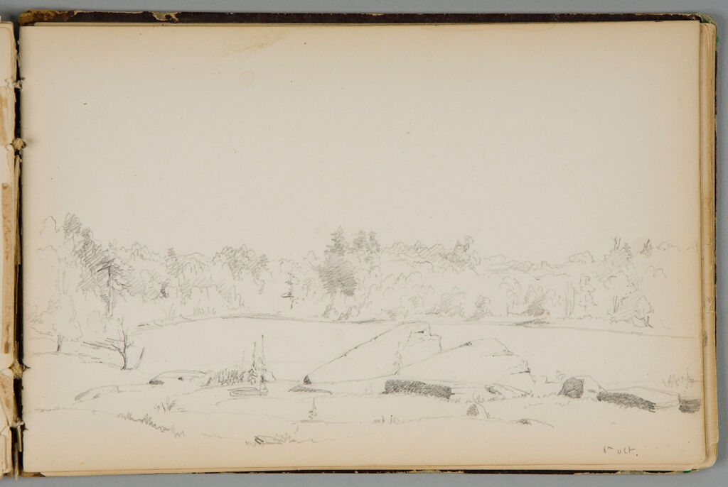 Pond With Rocks In Foreground; Verso: Slight Landscape