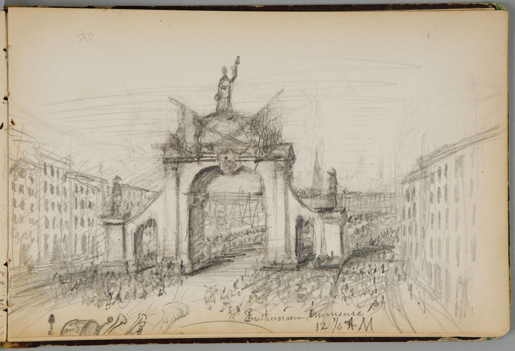 Parade With Triumphal Arch For Lajos Kossuth; Verso: Studies For Triumphal Arches