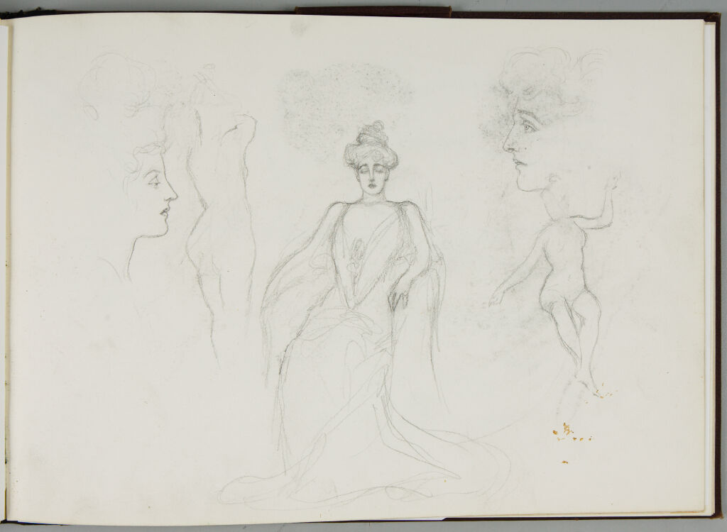 Female Figures And Profile Heads (Recto And Verso)