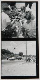 Untitled (Two Photographs: Injured Women Receiving First Aid; Car Accident)