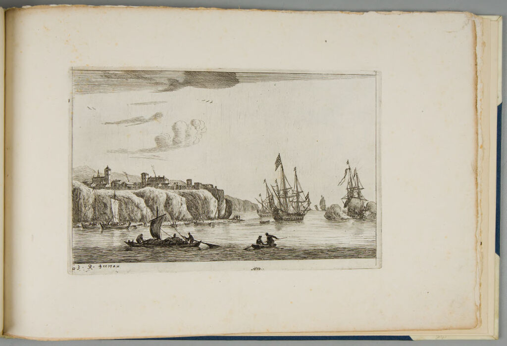 Harbor Scene With A Village On A Cliff