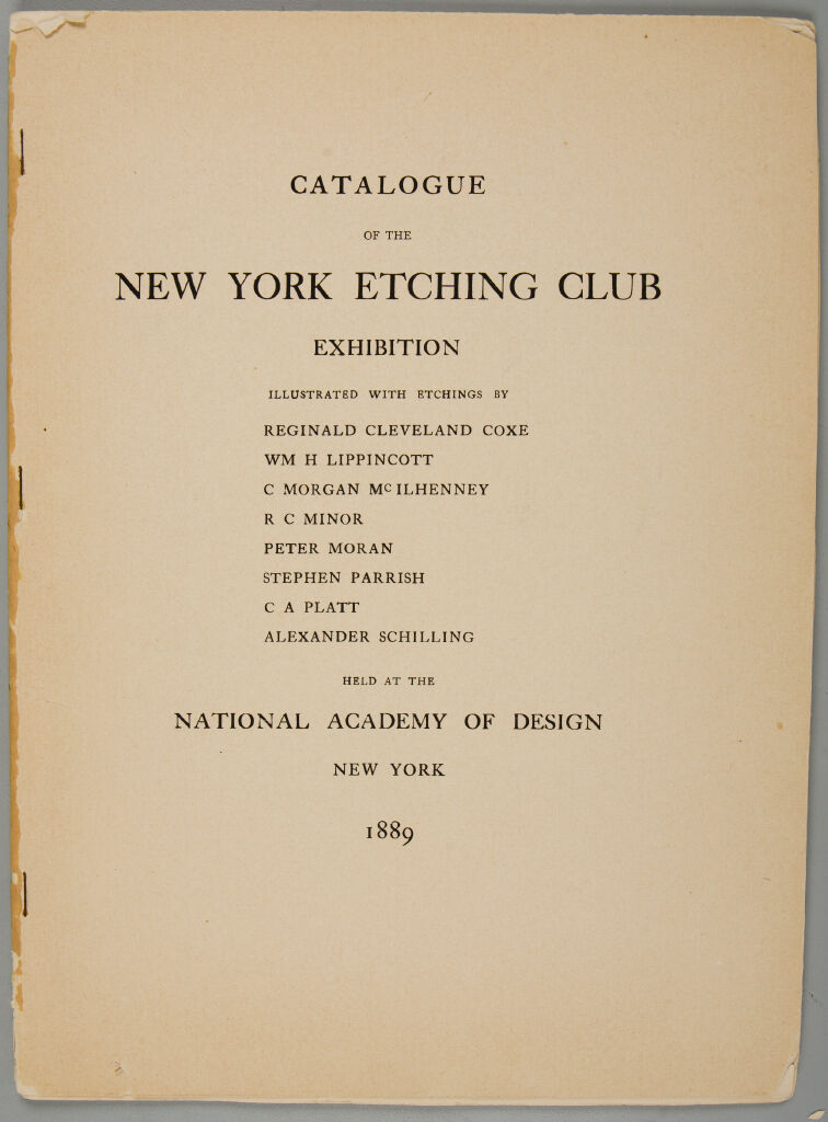 Catalog Of Ny Etching Club Exhibition