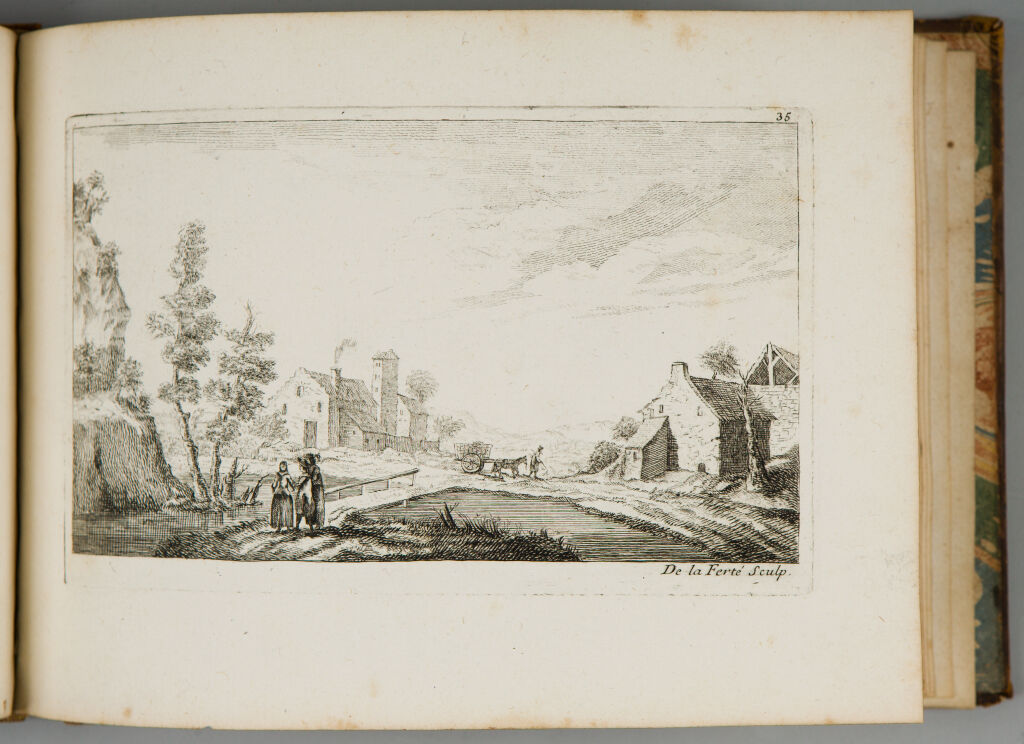 Riverside Rustic Scene With Three Foreground Figures
