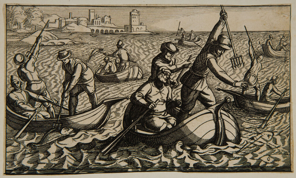 Fishermen Spearing Fish