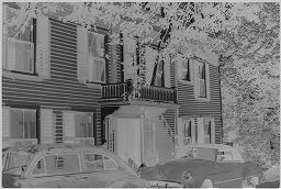 [Parked Cars By White Clapboard House, Plymouth, Massachusetts]