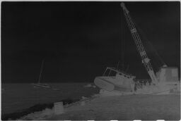 [Crane Lifting Boat, Plymouth, Massachusetts]