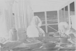 [Unidentified Man And Julia Feininger On Screened Porch]