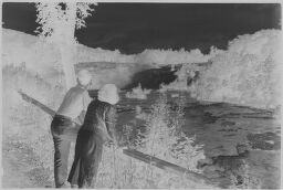 [Julia And Lux Feininger Observing Waterfalls At Falls Village, Connecticut]