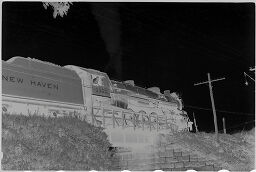 [New Haven Locomotive And Train Crossing Railroad Bridge, Connecticut]