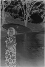 [Julia Feininger With Parasol, Near Falls Village, Connecticut]