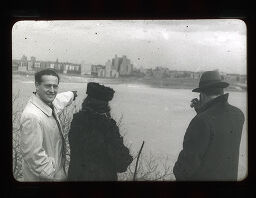 [Laurence Feininger With Two Unknown Figures, Outside Of New York]
