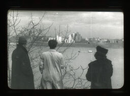 [Laurence Feininger (Center) With Two Unknown Figures, Outside Of New York]