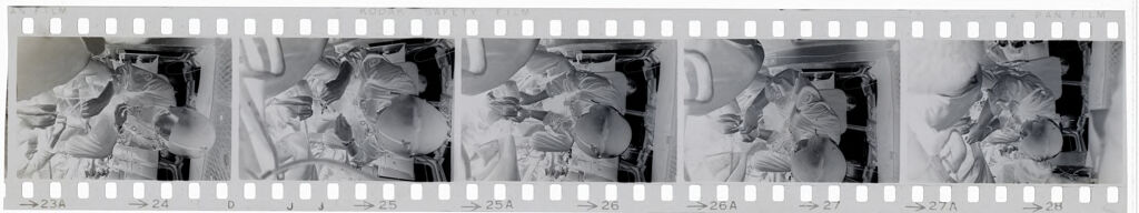 Untitled (Medic Inside Helicopter Treating Wounded Soldier, Vietnam)