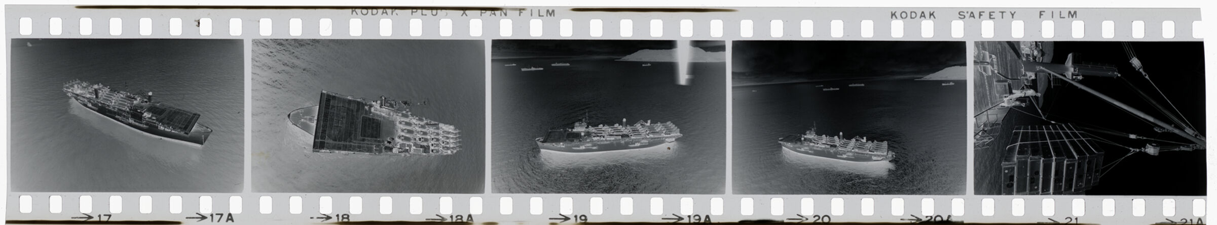 Untitled (Aerial View Of Ship Carrying Chinook Helicopters; Cargo Hoisted Over Side Of Ship, Vietnam)